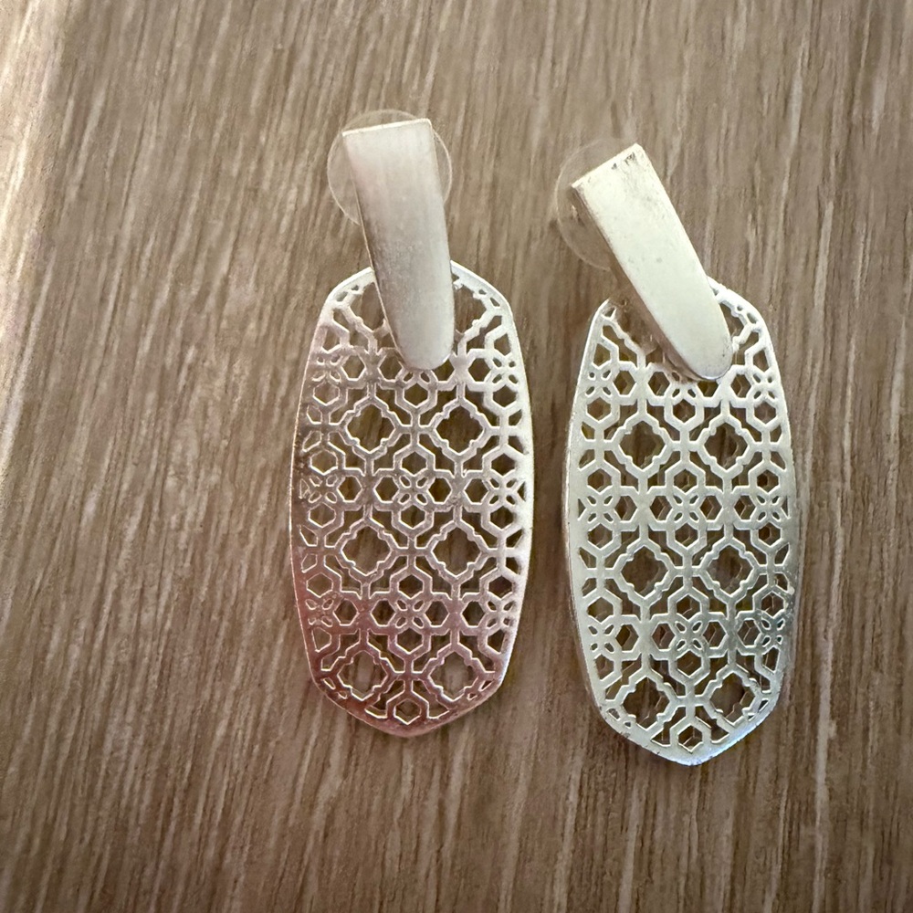 Kendra Scott Aragon Elegant Silver Filigree Earrings